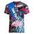 4th of July Graffiti Women V-Neck T-Shirt with Statue of Liberty and American Independence Street Art Design - Wonder Print Shop