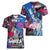 4th of July Graffiti Women V-Neck T-Shirt with Statue of Liberty and American Independence Street Art Design - Wonder Print Shop