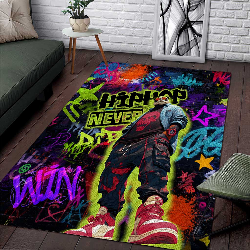 Graffiti Hip Hop Area Rug with Neon Bear and Street Artist Panda Design - Wonder Print Shop