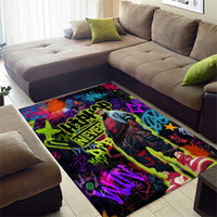 Graffiti Hip Hop Area Rug with Neon Bear and Street Artist Panda Design - Wonder Print Shop