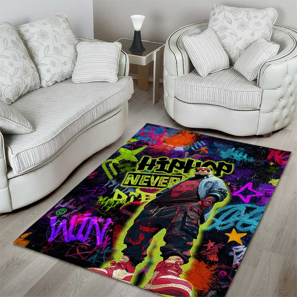 Graffiti Hip Hop Area Rug with Neon Bear and Street Artist Panda Design - Wonder Print Shop