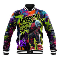 Graffiti Hip Hop Baseball Jacket with Neon Bear and Street Artist Panda Design - Wonder Print Shop