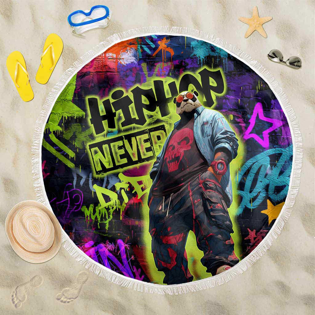 Graffiti Hip Hop Beach Blanket with Neon Bear and Street Artist Panda Design - Wonder Print Shop
