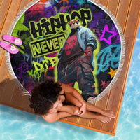Graffiti Hip Hop Beach Blanket with Neon Bear and Street Artist Panda Design - Wonder Print Shop