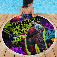 Graffiti Hip Hop Beach Blanket with Neon Bear and Street Artist Panda Design - Wonder Print Shop