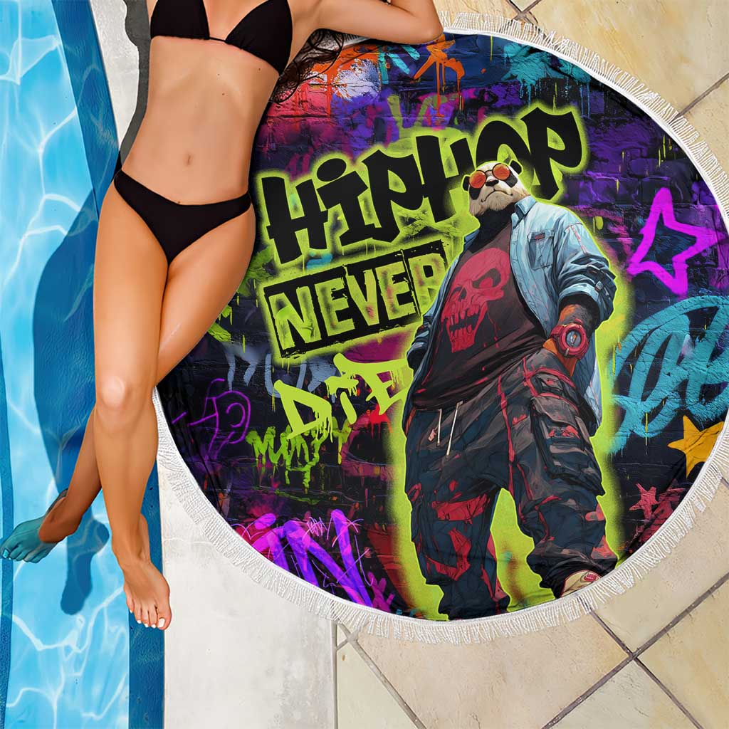Graffiti Hip Hop Beach Blanket with Neon Bear and Street Artist Panda Design - Wonder Print Shop