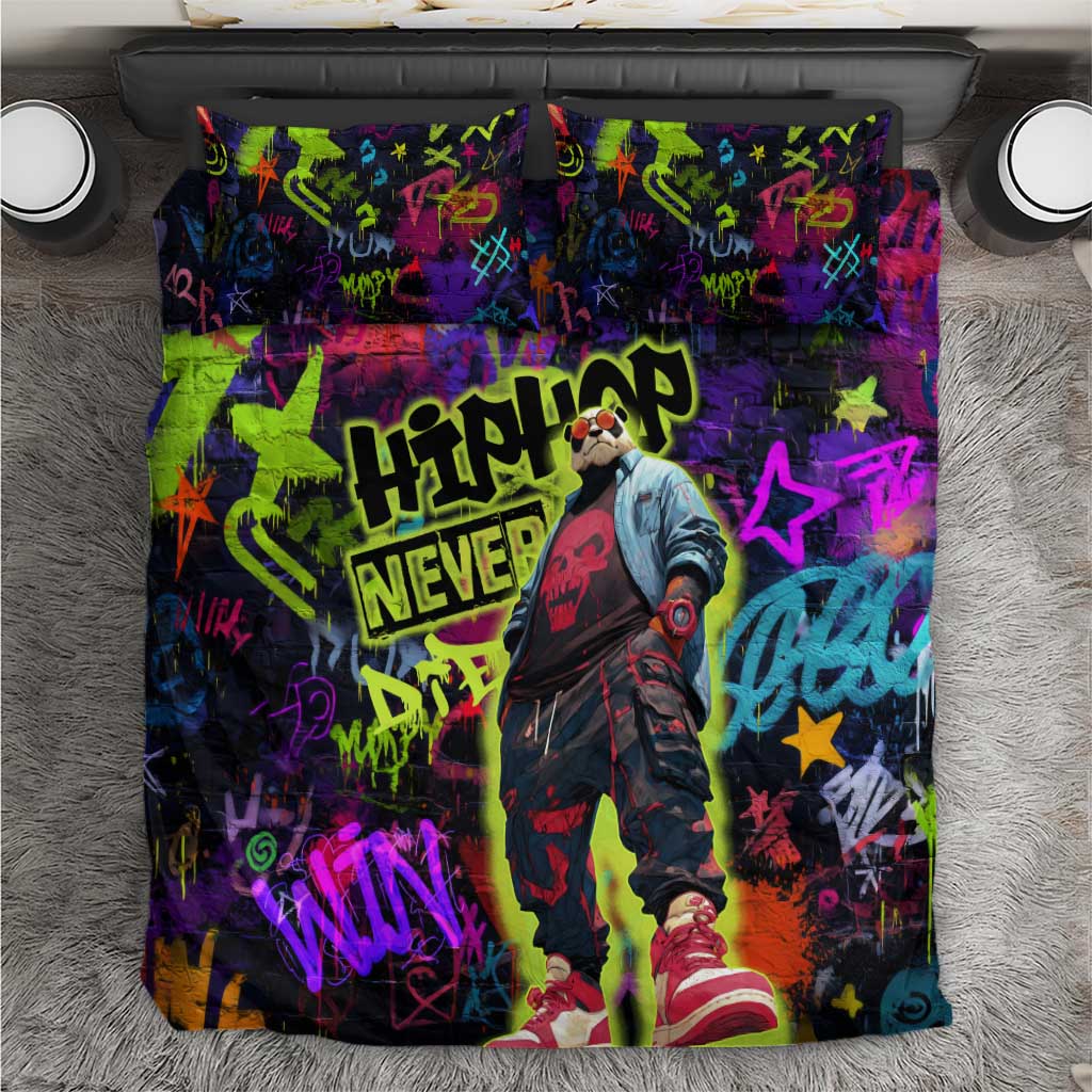 Graffiti Hip Hop Bedding Set with Neon Bear and Street Artist Panda Design - Wonder Print Shop