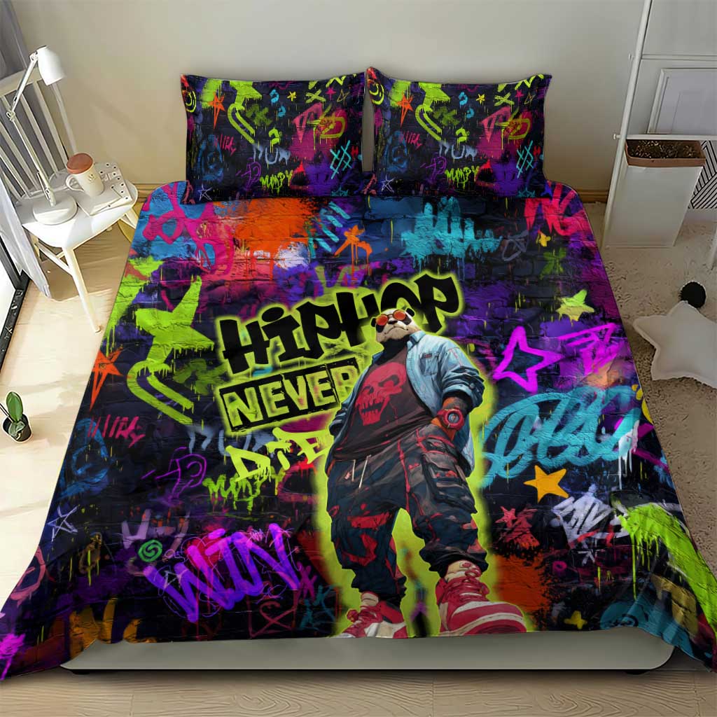 Graffiti Hip Hop Bedding Set with Neon Bear and Street Artist Panda Design - Wonder Print Shop