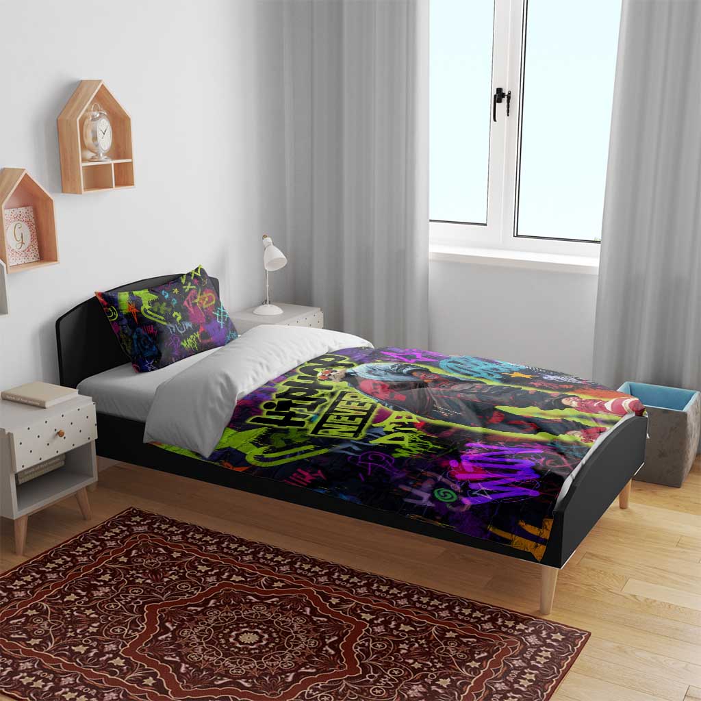 Graffiti Hip Hop Bedding Set with Neon Bear and Street Artist Panda Design - Wonder Print Shop