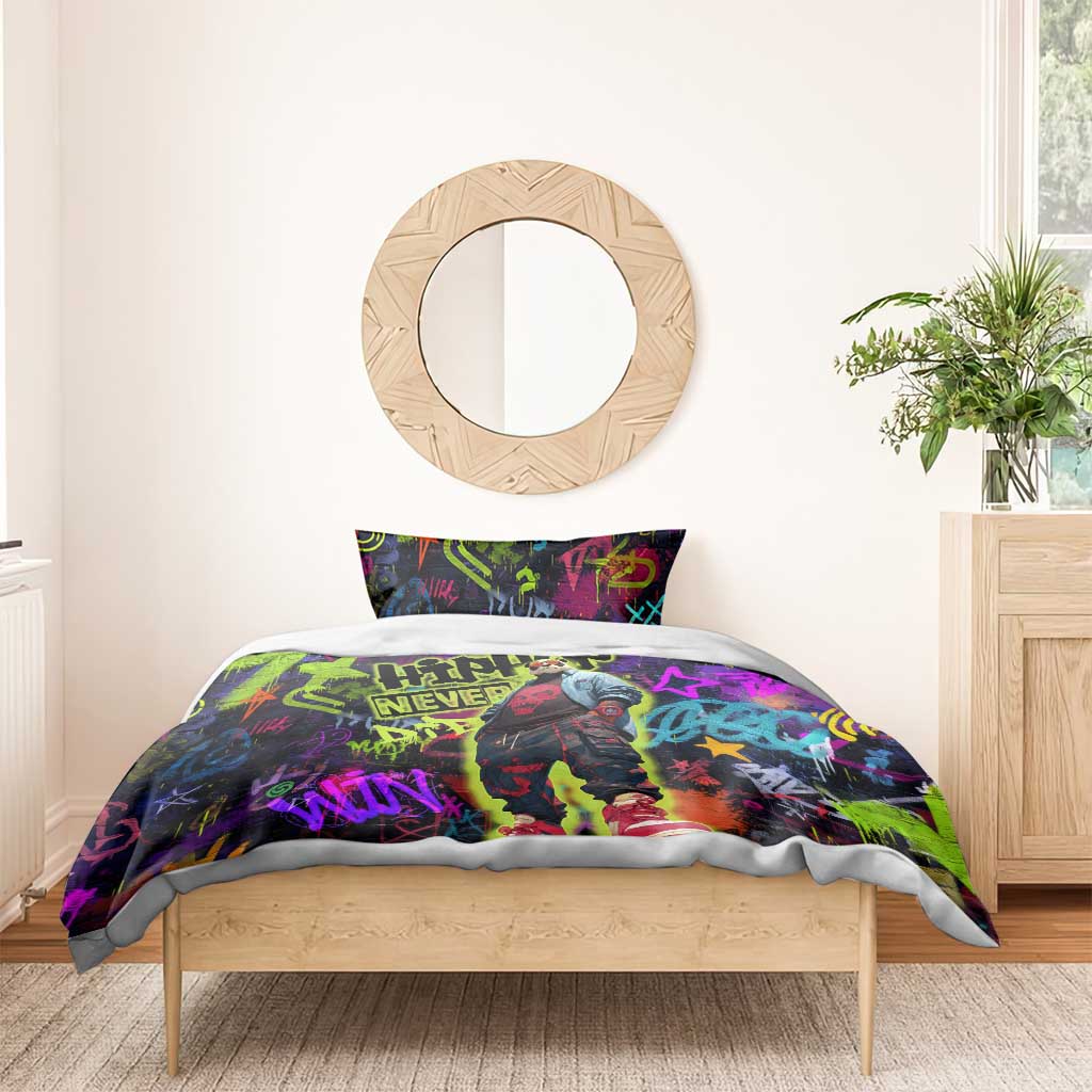 Graffiti Hip Hop Bedding Set with Neon Bear and Street Artist Panda Design - Wonder Print Shop