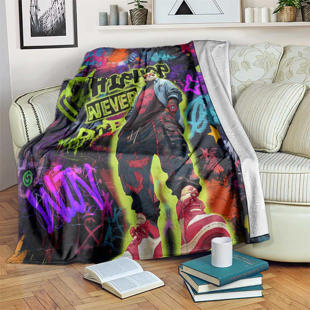 Graffiti Hip Hop Blanket with Neon Bear and Street Artist Panda Design - Wonder Print Shop