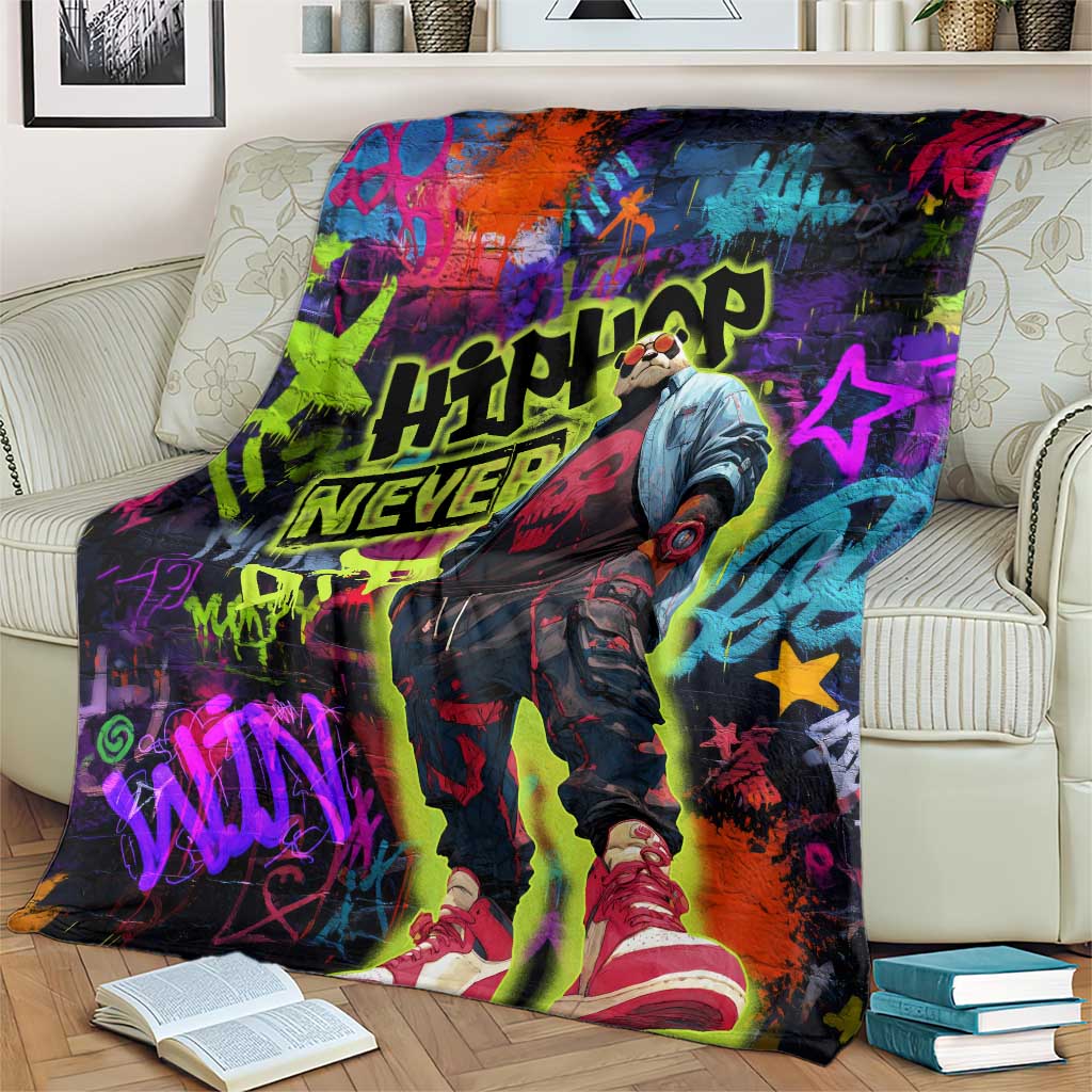 Graffiti Hip Hop Blanket with Neon Bear and Street Artist Panda Design - Wonder Print Shop