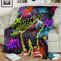 Graffiti Hip Hop Blanket with Neon Bear and Street Artist Panda Design - Wonder Print Shop
