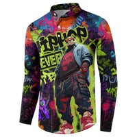 Graffiti Hip Hop Button Sweatshirt with Neon Bear and Street Artist Panda Design - Wonder Print Shop