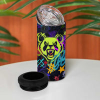 Graffiti Hip Hop 4 in 1 Can Cooler Tumbler with Neon Bear and Street Artist Panda Design - Wonder Print Shop