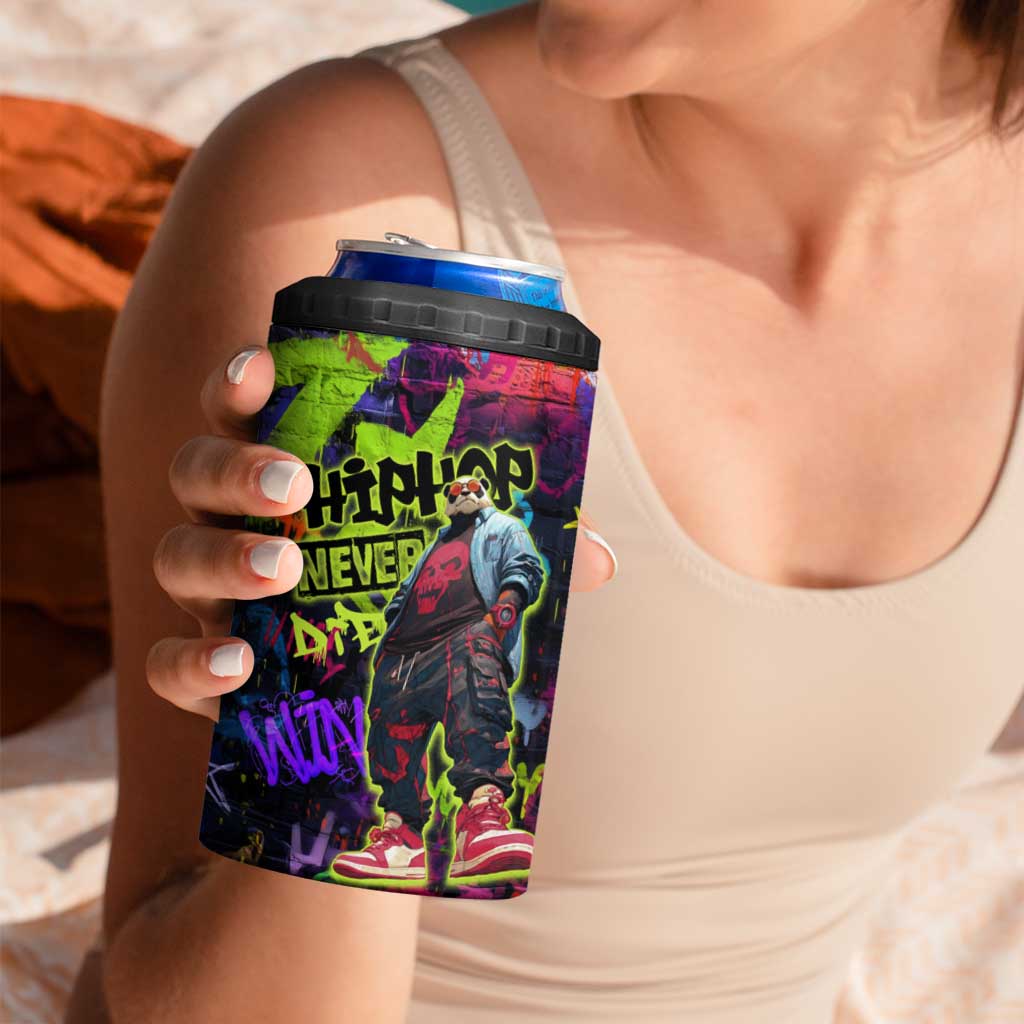 Graffiti Hip Hop 4 in 1 Can Cooler Tumbler with Neon Bear and Street Artist Panda Design - Wonder Print Shop