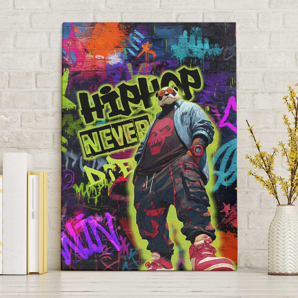 Graffiti Hip Hop Canvas Wall Art with Neon Bear and Street Artist Panda Design - Wonder Print Shop