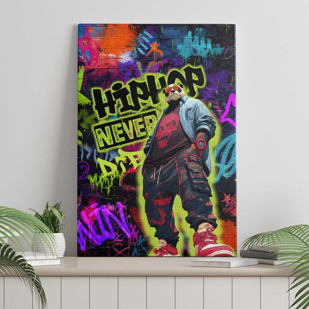 Graffiti Hip Hop Canvas Wall Art with Neon Bear and Street Artist Panda Design - Wonder Print Shop