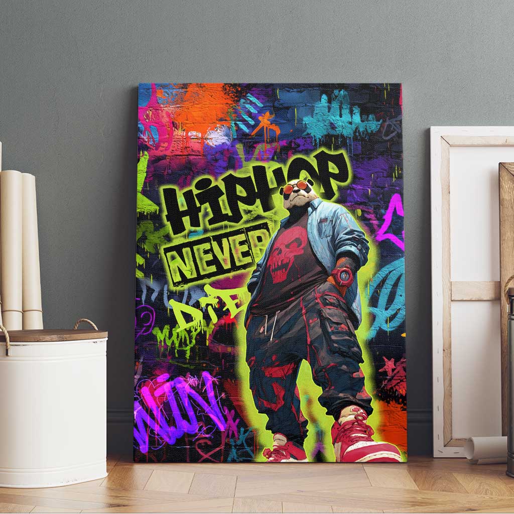 Graffiti Hip Hop Canvas Wall Art with Neon Bear and Street Artist Panda Design - Wonder Print Shop