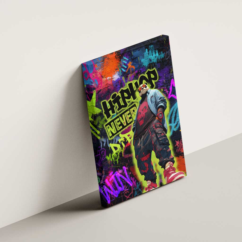 Graffiti Hip Hop Canvas Wall Art with Neon Bear and Street Artist Panda Design - Wonder Print Shop