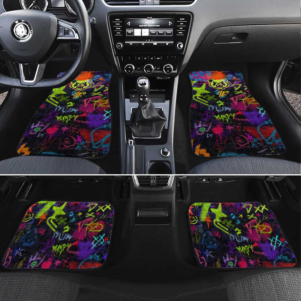 Graffiti Hip Hop Car Mats with Neon Bear and Street Artist Panda Design - Wonder Print Shop