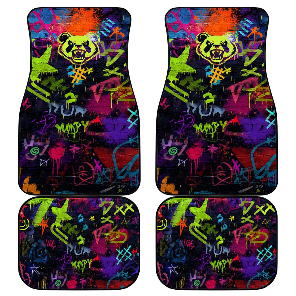 Graffiti Hip Hop Car Mats with Neon Bear and Street Artist Panda Design - Wonder Print Shop