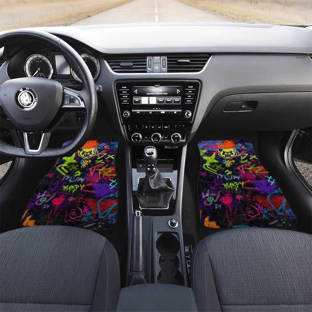 Graffiti Hip Hop Car Mats with Neon Bear and Street Artist Panda Design - Wonder Print Shop