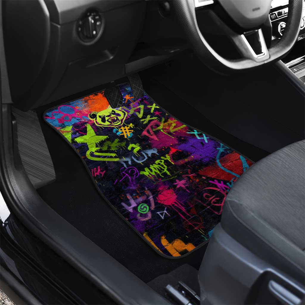 Graffiti Hip Hop Car Mats with Neon Bear and Street Artist Panda Design - Wonder Print Shop
