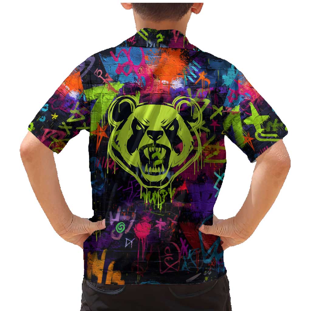 Graffiti Hip Hop Family Matching Mermaid Dress and Hawaiian Shirt with Neon Bear and Street Artist Panda Design - Wonder Print Shop