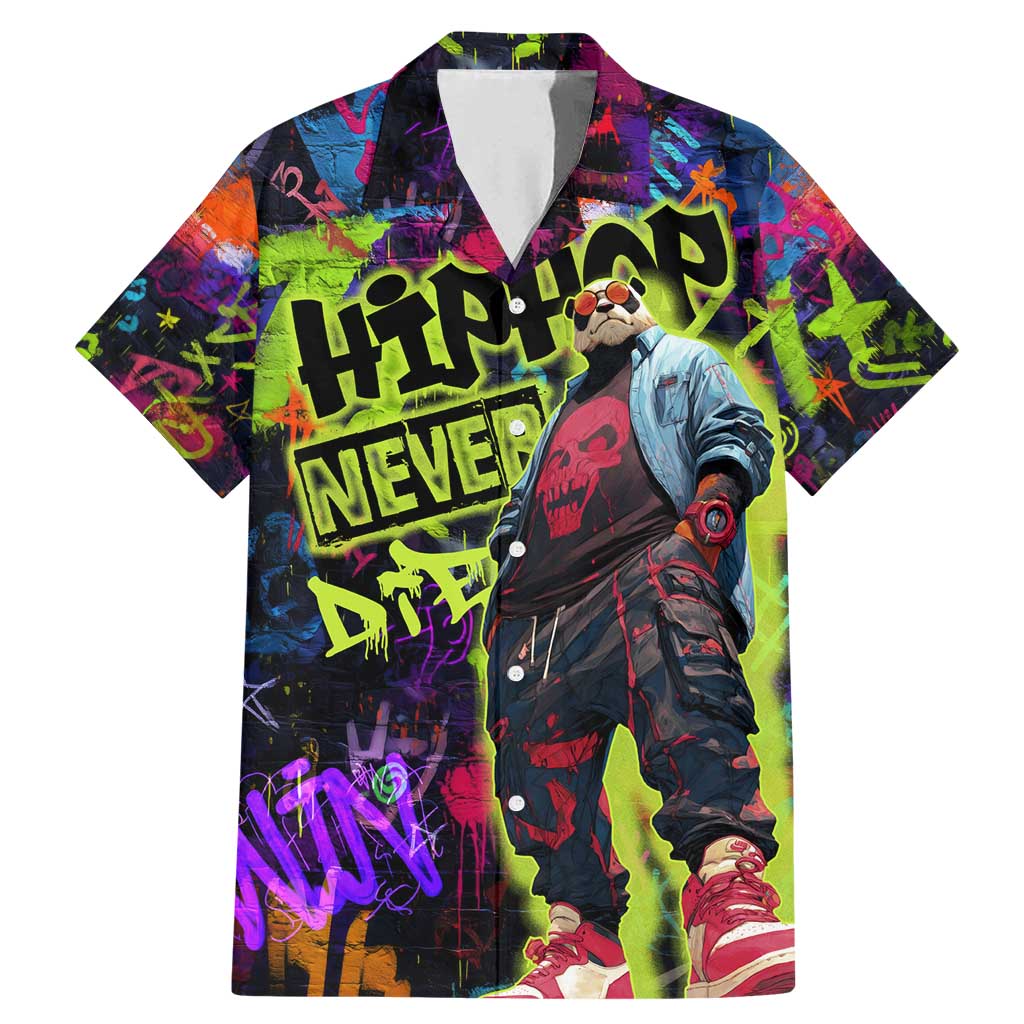 Graffiti Hip Hop Family Matching Mermaid Dress and Hawaiian Shirt with Neon Bear and Street Artist Panda Design - Wonder Print Shop