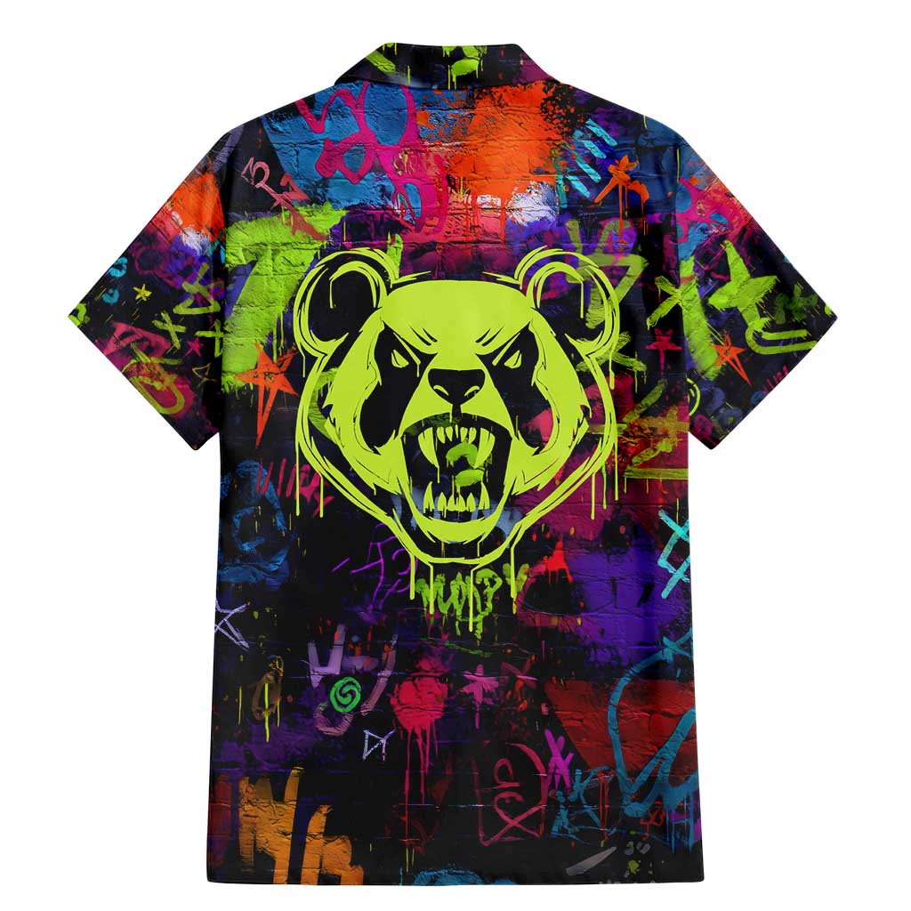 Graffiti Hip Hop Family Matching Mermaid Dress and Hawaiian Shirt with Neon Bear and Street Artist Panda Design - Wonder Print Shop