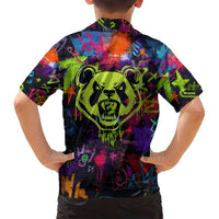 Graffiti Hip Hop Family Matching Puletasi and Hawaiian Shirt with Neon Bear and Street Artist Panda Design - Wonder Print Shop