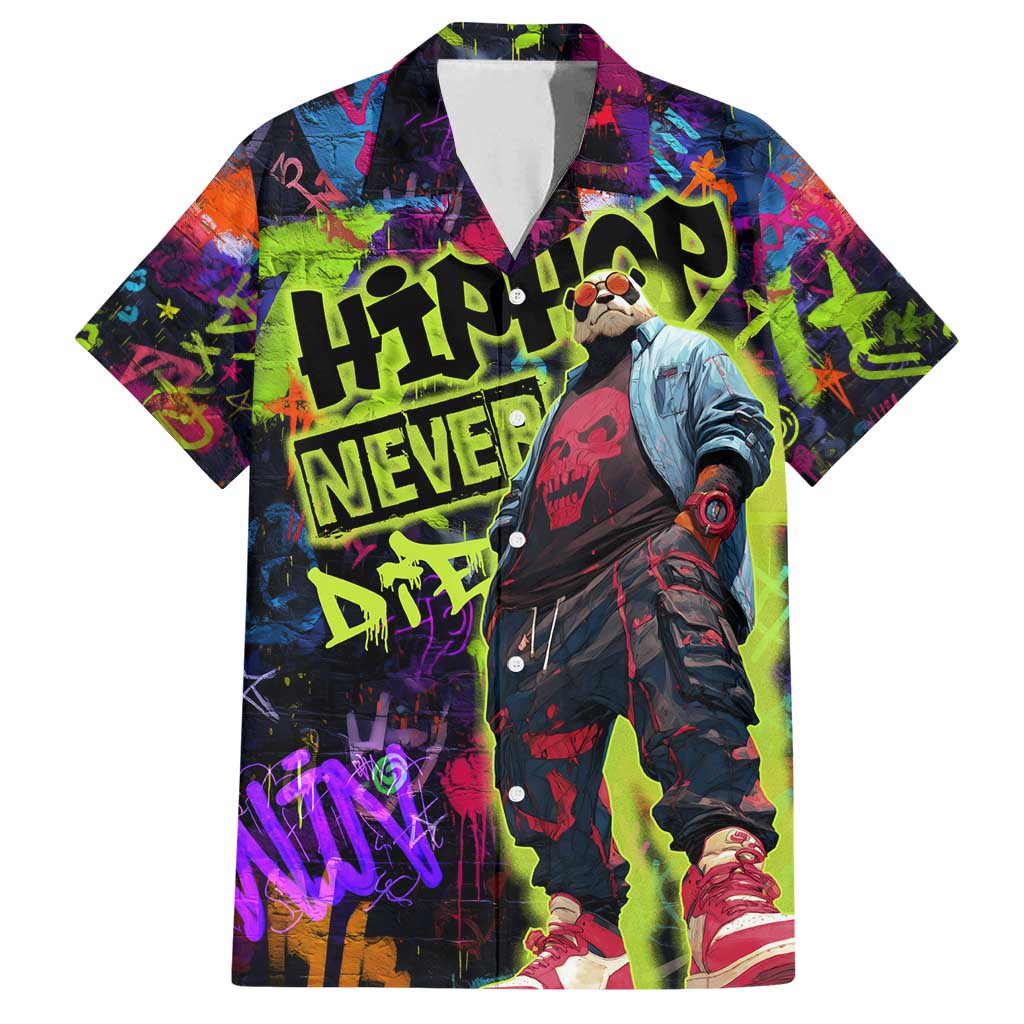 Graffiti Hip Hop Family Matching Puletasi and Hawaiian Shirt with Neon Bear and Street Artist Panda Design - Wonder Print Shop