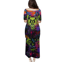 Graffiti Hip Hop Family Matching Puletasi and Hawaiian Shirt with Neon Bear and Street Artist Panda Design - Wonder Print Shop