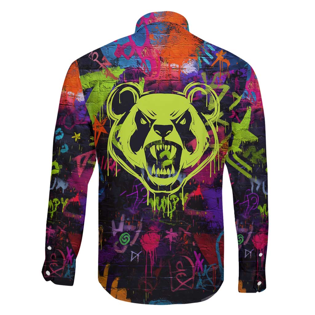 Graffiti Hip Hop Family Matching Short Sleeve Bodycon Dress and Hawaiian Shirt with Neon Bear and Street Artist Panda Design - Wonder Print Shop