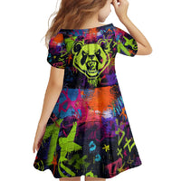 Graffiti Hip Hop Family Matching Summer Maxi Dress and Hawaiian Shirt with Neon Bear and Street Artist Panda Design - Wonder Print Shop