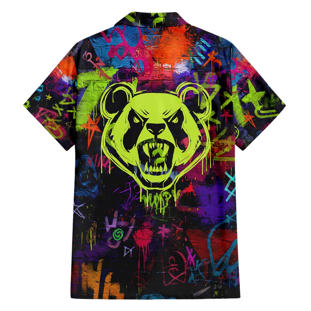 Graffiti Hip Hop Family Matching Summer Maxi Dress and Hawaiian Shirt with Neon Bear and Street Artist Panda Design - Wonder Print Shop