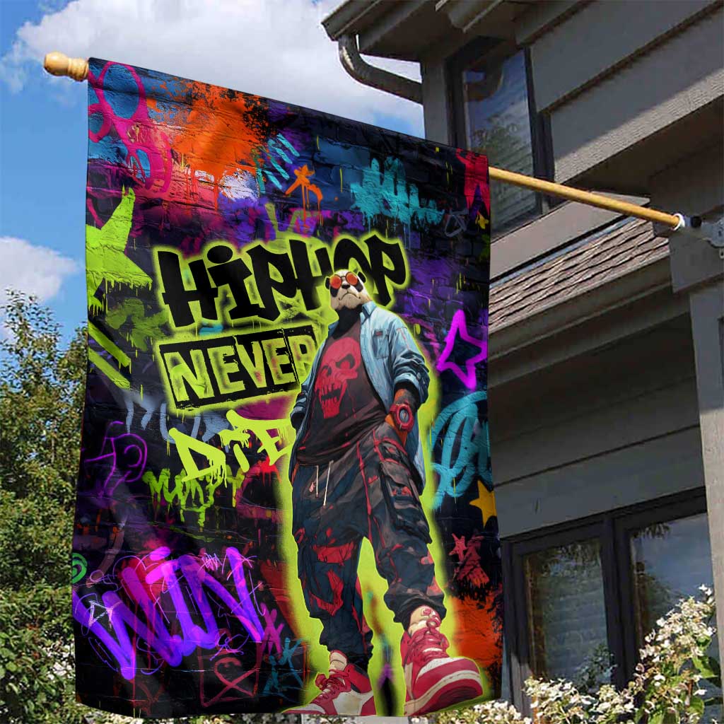 Graffiti Hip Hop Garden Flag with Neon Bear and Street Artist Panda Design - Wonder Print Shop