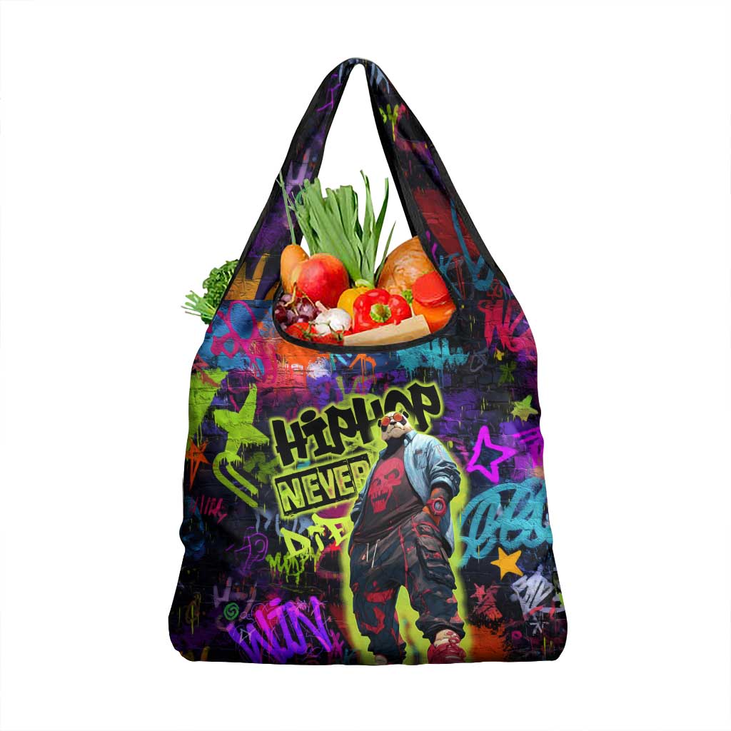 Graffiti Hip Hop Grocery Bag with Neon Bear and Street Artist Panda Design - Wonder Print Shop