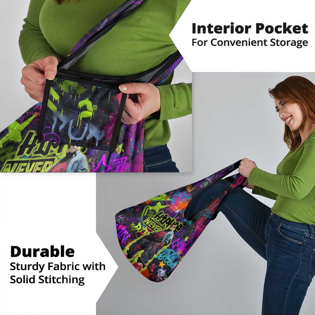 Graffiti Hip Hop Grocery Bag with Neon Bear and Street Artist Panda Design - Wonder Print Shop