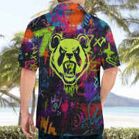 Graffiti Hip Hop Hawaiian Shirt with Neon Bear and Street Artist Panda Design - Wonder Print Shop