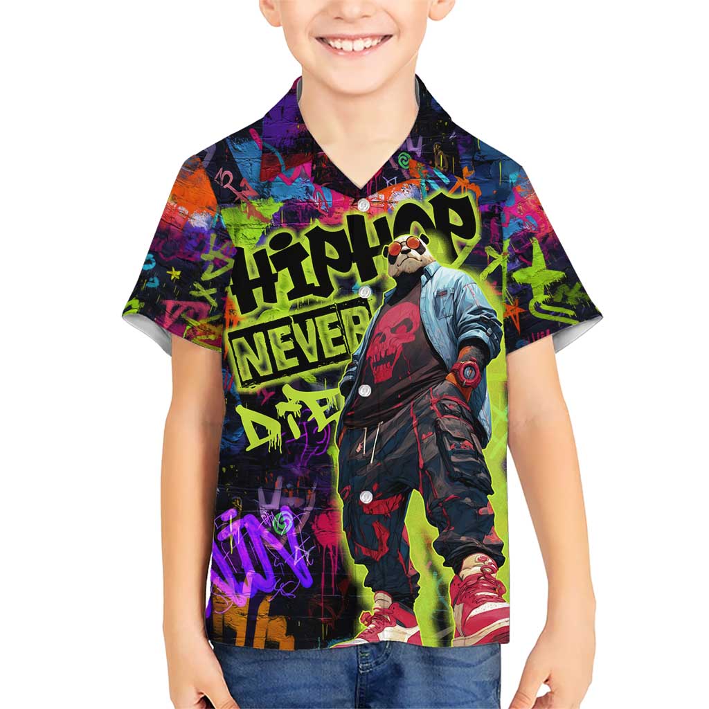 Graffiti Hip Hop Hawaiian Shirt with Neon Bear and Street Artist Panda Design - Wonder Print Shop