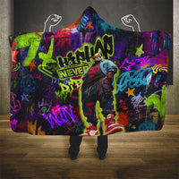 Graffiti Hip Hop Hooded Blanket with Neon Bear and Street Artist Panda Design - Wonder Print Shop