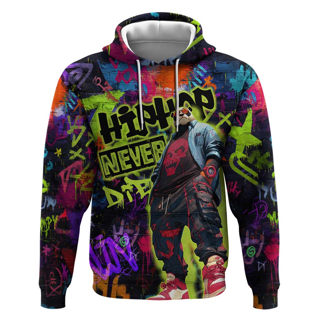 Graffiti Hip Hop Hoodie with Neon Bear and Street Artist Panda Design - Wonder Print Shop