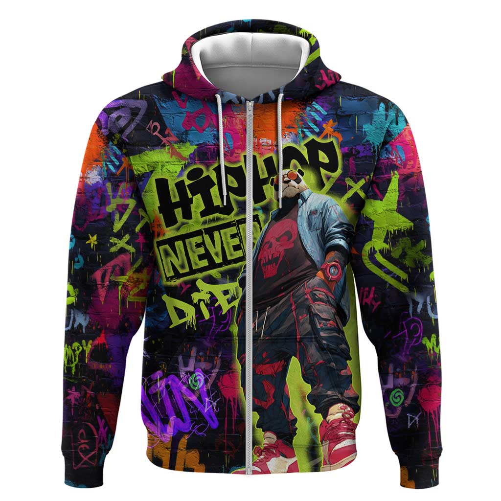 Graffiti Hip Hop Hoodie with Neon Bear and Street Artist Panda Design - Wonder Print Shop