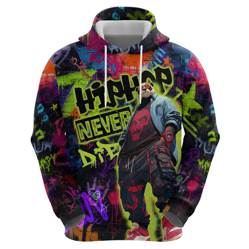 Graffiti Hip Hop Hoodie with Neon Bear and Street Artist Panda Design - Wonder Print Shop
