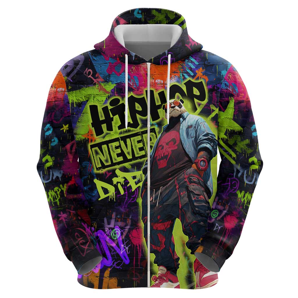 Graffiti Hip Hop Hoodie with Neon Bear and Street Artist Panda Design - Wonder Print Shop