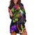 Graffiti Hip Hop Hoodie Dress with Neon Bear and Street Artist Panda Design - Wonder Print Shop