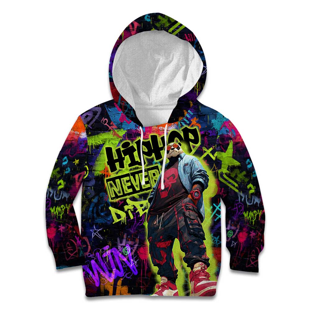 Graffiti Hip Hop Kid Hoodie with Neon Bear and Street Artist Panda Design - Wonder Print Shop