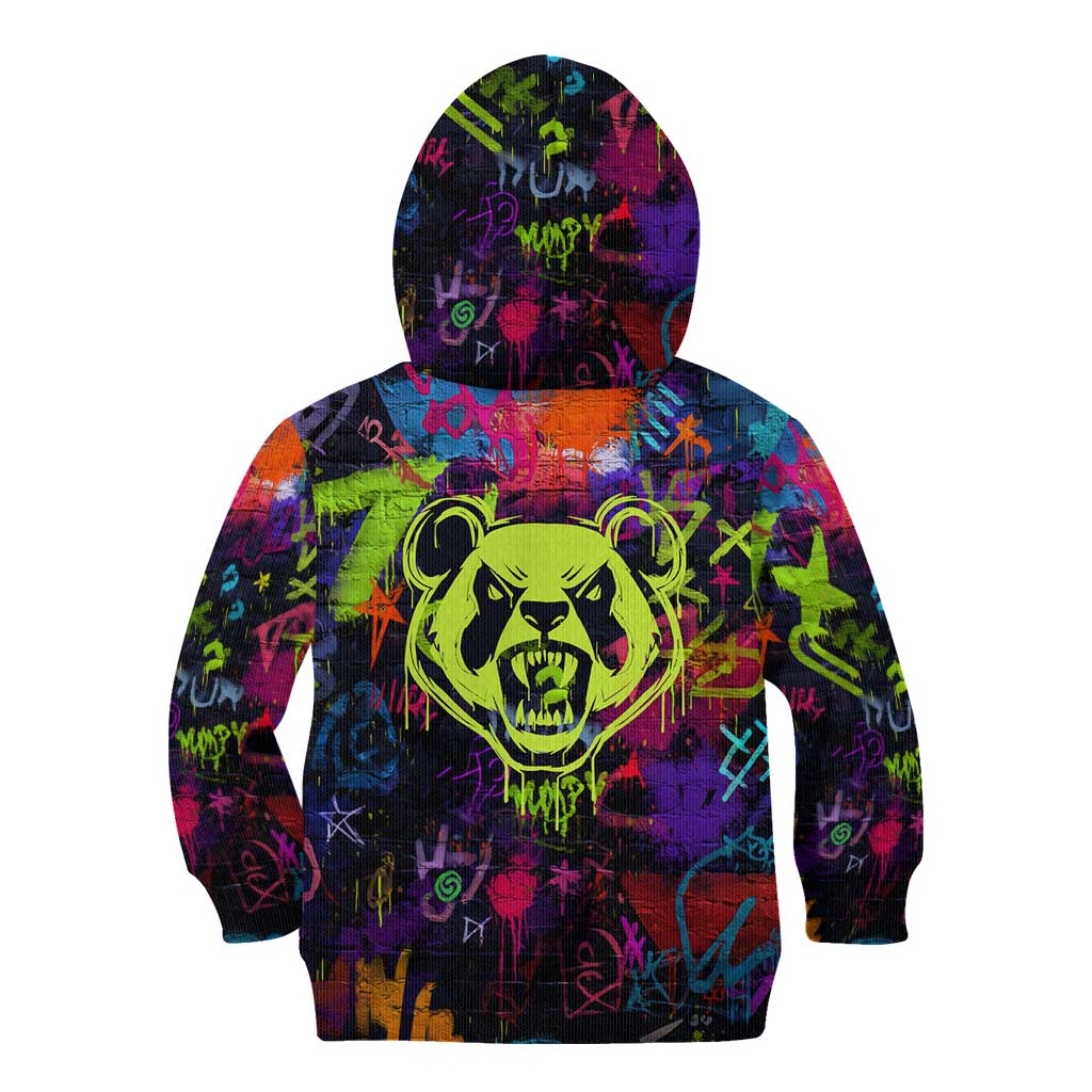 Graffiti Hip Hop Kid Hoodie with Neon Bear and Street Artist Panda Design - Wonder Print Shop